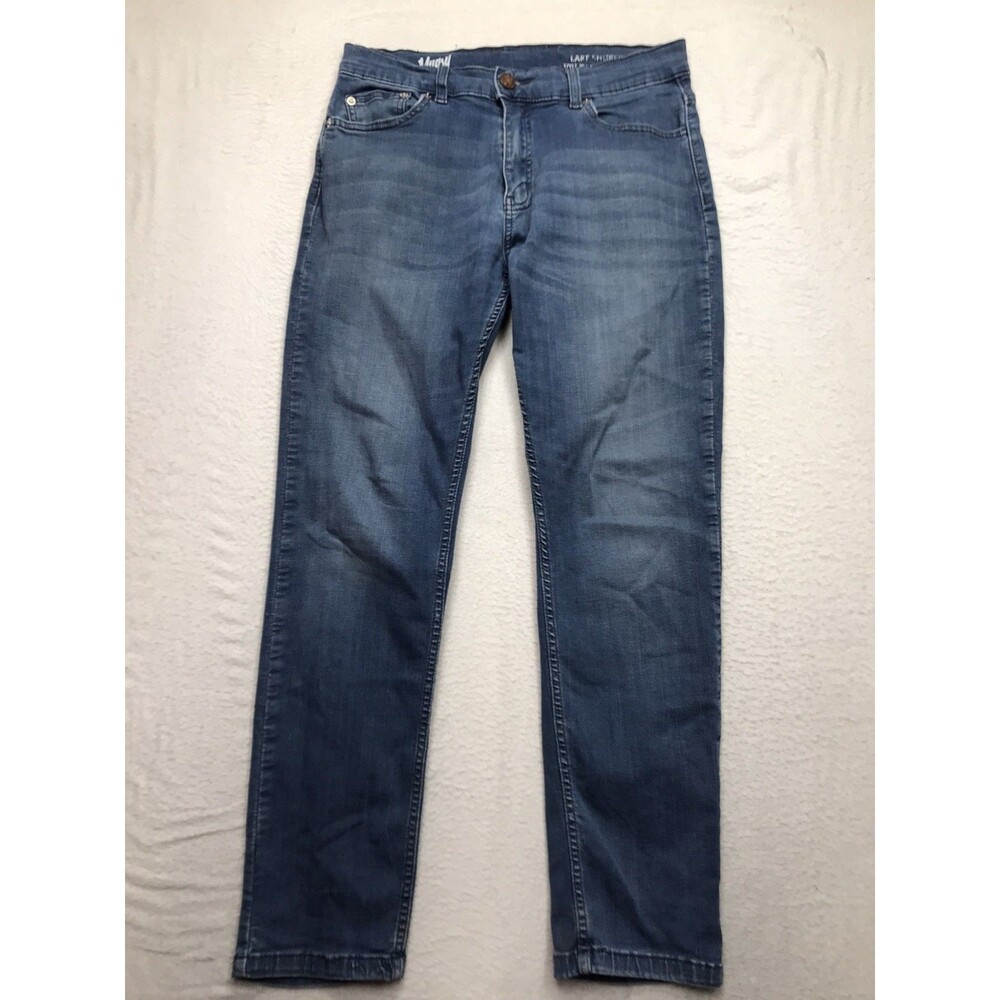 MUGSY Lake Shores Jeans Men 30x29 Medium Wash Whiskered Slim Fit Stretch